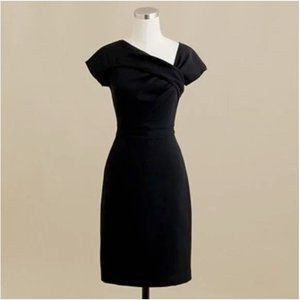 J.Crew Wool Crepe Sheath Origami Dress Black 2 $198 NWT Career Cocktail